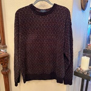 Vintage DOCKERS Men Geometric Brown Earthy Color Pattern Sweater Size Medium